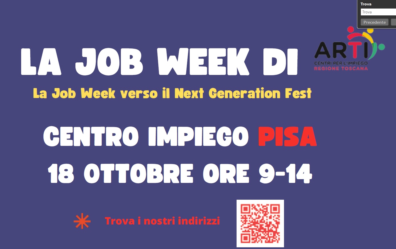 LA JOB WEEK DI ARTI - 18 OTTOBRE 2023